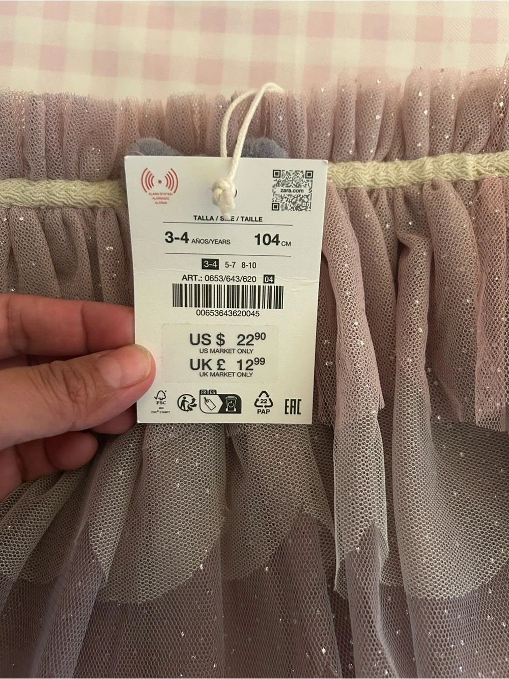 Zara Glitter Layered Tulle Skirt in Dusty Pink